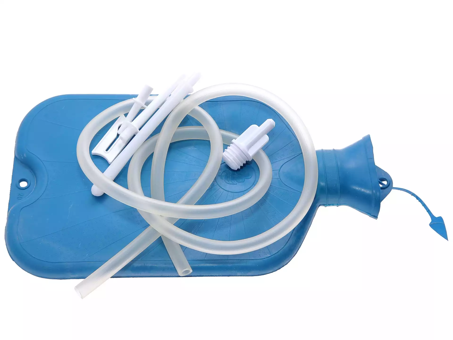 Грелка резиновая Б-2 (Кружка Эсмарха) 2л, комбинированная с насадкамии трубкой, в упаковке с европодвесом