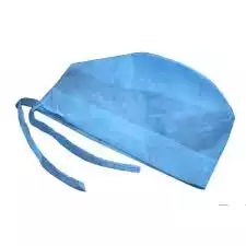 Шапочка Колпак, высота 18 см, с потопоглащающей полоской, завязки, материал Акваспан 60г/м2, БЕЗ подворота, цвет голубой, нестерильный