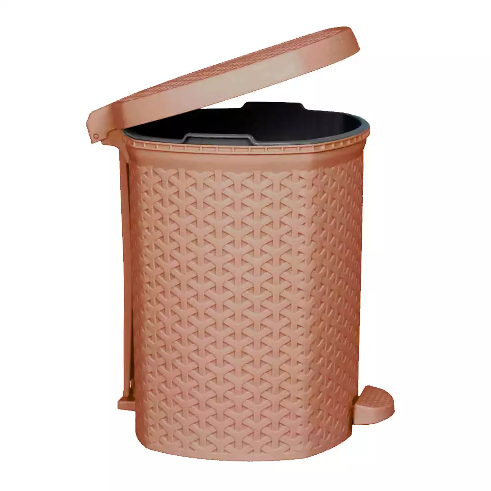 Бак (контейнер) 15л, с крышкой, с педалью, цвет светло- коричневый