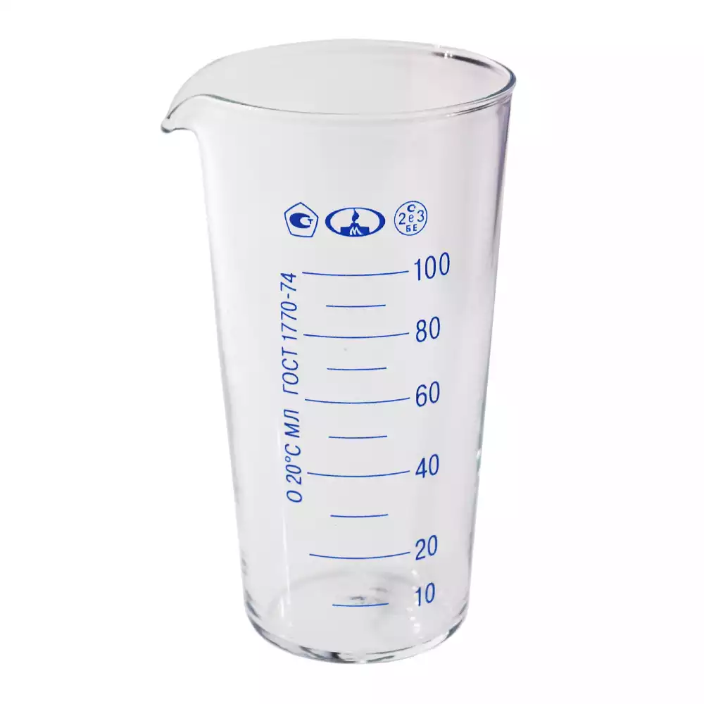 Мензурка объем 100мл, стекло