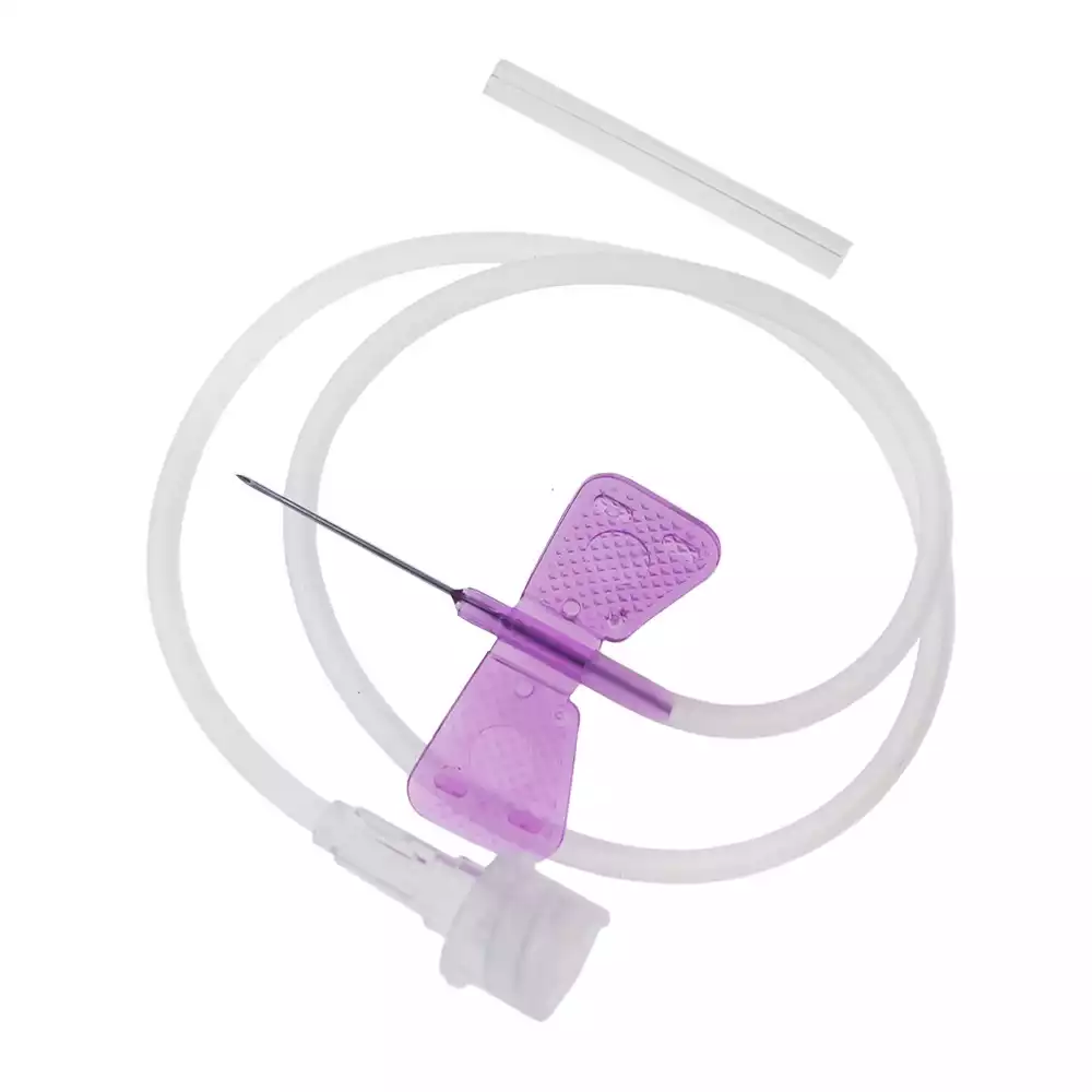 Устройство для вливания в малые вены: игла-бабочка (минивен) 24G (0,55*19мм),  Луер Лок, стерильная, фиолетовая