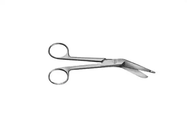 Ножницы Н-230 тупоконечные горизонтально-изогнутые, для разрезания повязок, с пуговкой, длина 185мм