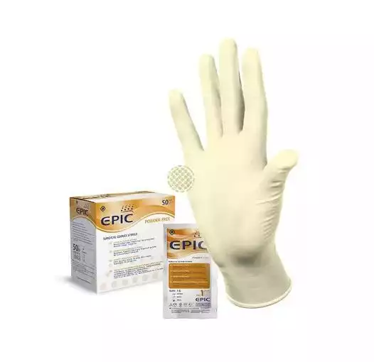 Перчатки EPIC SG PF хирургические, размер 7,5 латексные неопудренные текстурированные, стерильные, упаковка 50 пар