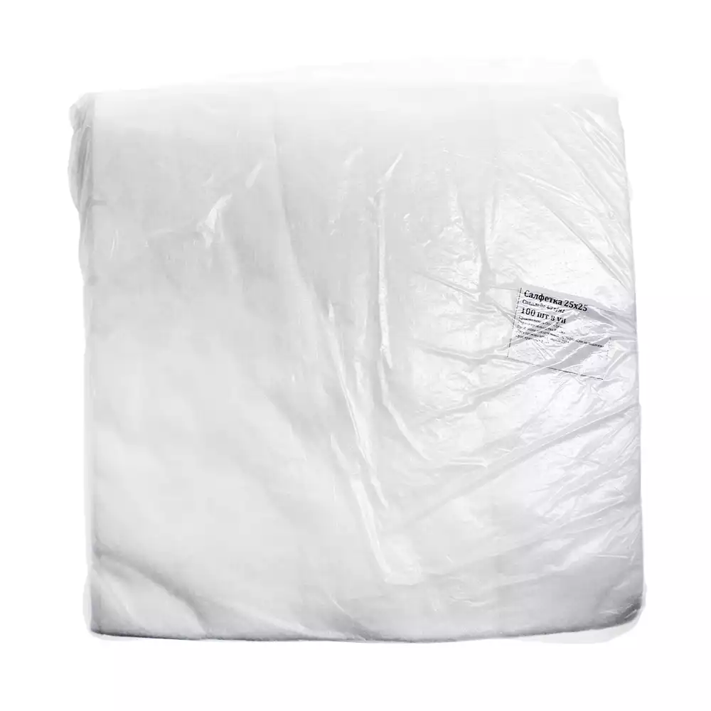 Салфетка 25*25см, материал спанлейс 40г/м2, нестерильная, белая (100 шт в упак)