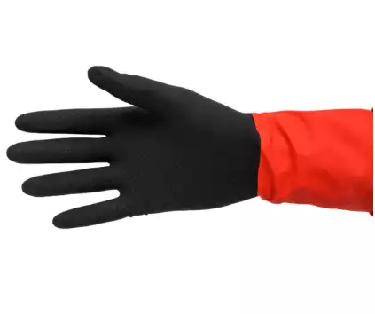 Перчатки хозяйственные высокопрочные БИКОЛОР ЛЮКС черно-красные, р. L
